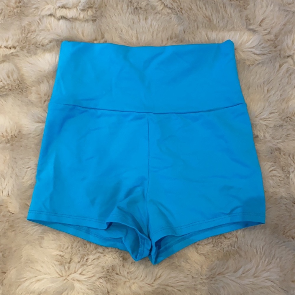 Girls 12-14 High Waisted Blue Spandex Shorts